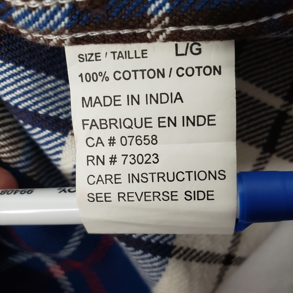 Company 81 Mens Size Large Blue Flannel Plaid Long Sleeve Shirt - Picture 5 of 9